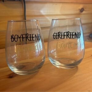 Boyfriend and Girlfriend- fiancé Stemless Wine Glass Set